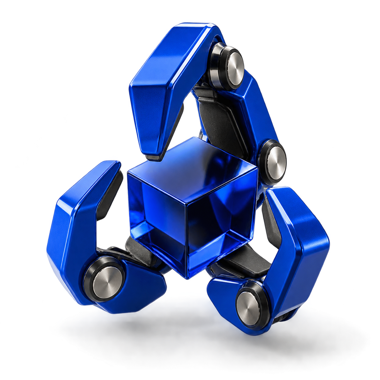 Blue robotic claw gripping a glass cube representing pocketclawd.ai OpenClaw research agents